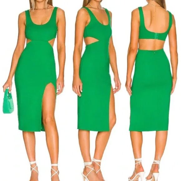 Lovers + Friends Titus Cutout Midi Pencil Dress M Green - Picture 1 of 11